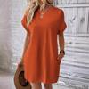 European and American Casual Batwing Sleeve Dress with Invisible Pockets (2024)