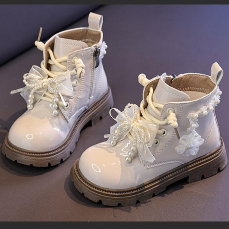 Kids Fashion Pearl Ankle Boots Spring Soft‑sole Princess Short Boots for Girls