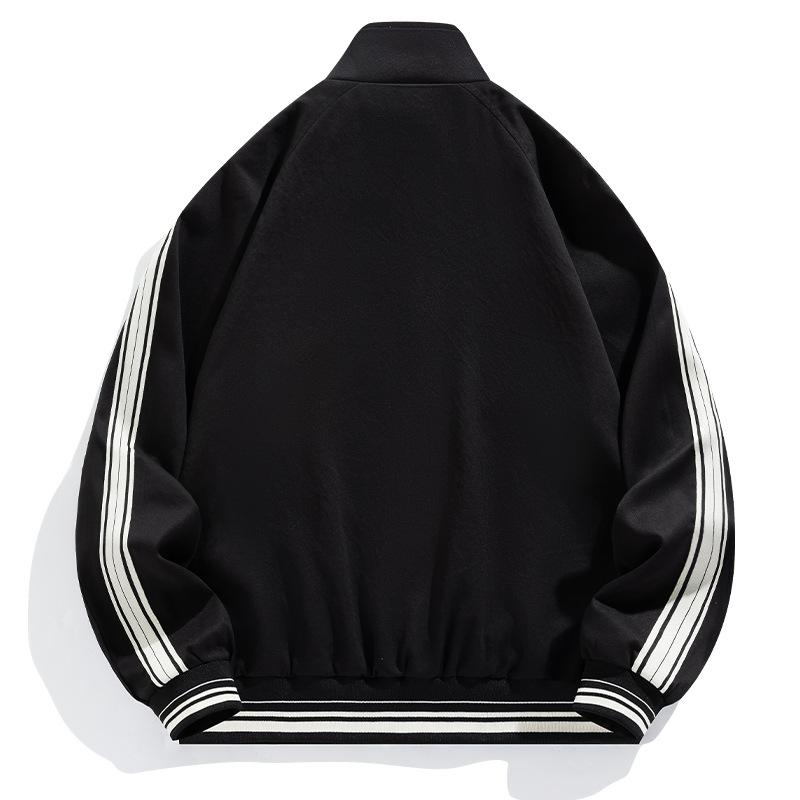 Blau gestreifte Baseballuniform Herbst und Winter Locker Hochwertiger Stehkragen Freizeit Sportjacke Jacke Herren Windjacke Streifen