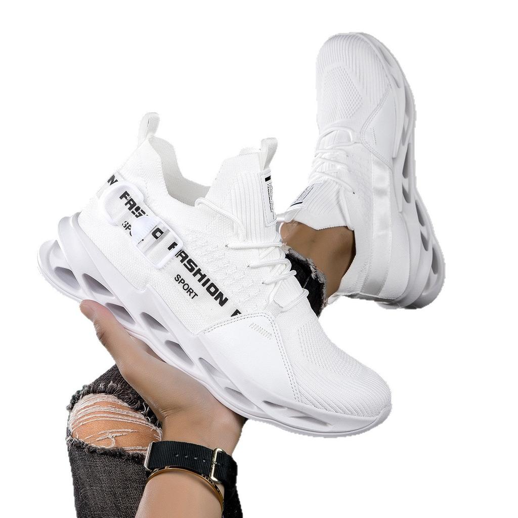 Herren Sportschuhe große Größe Sportstil Freizeitschuhe Fliegenstrick hohl Laufschuhe Herrenschuhe Herrenlauf atmungsaktiv und bequem