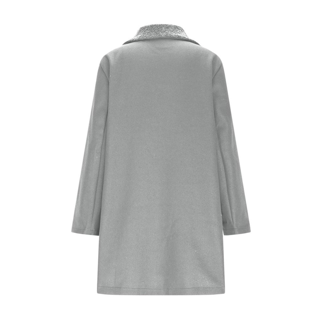 Women's Casual Fashion Jacket Solid Color Lapel Double Button Coat