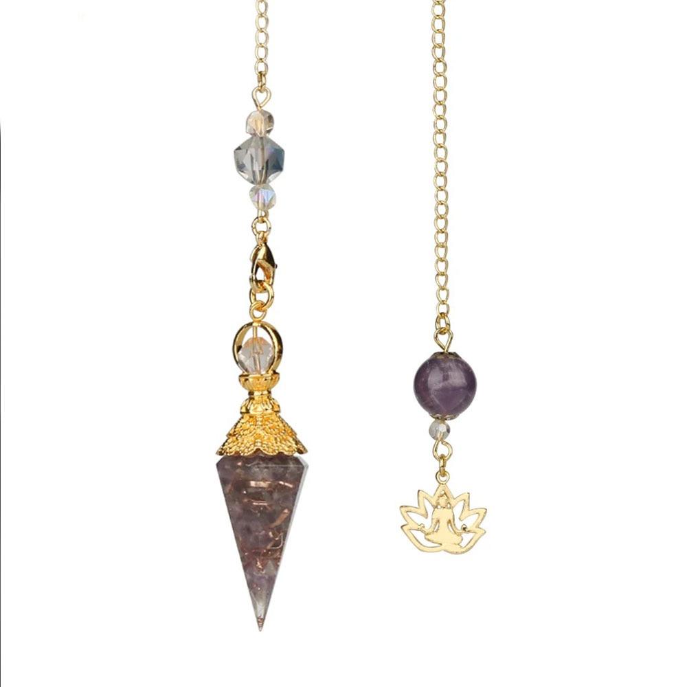 Seven-Color Crystal Resin Hexagonal Cone Pendulum Pendant 