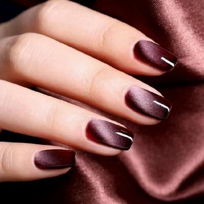 24x Glänzend Vollabdeckung Falsche Nägel Mittellange Press-On Nägel Katzenaugen Aufkleber Nägel Elegante Acryl Nägel