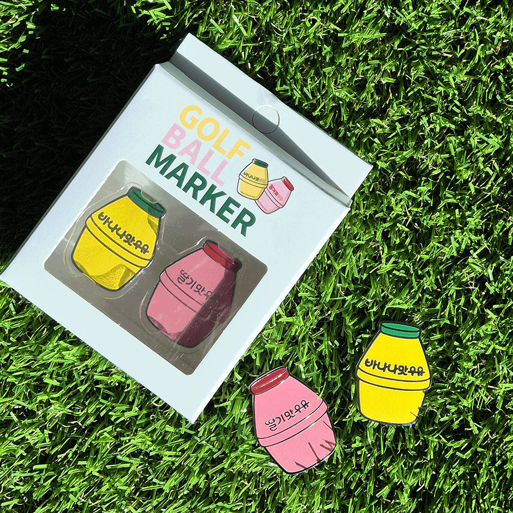 

Official Binggrae Banana Milk Golf Ball Marker Set - Iconic K-Food Dan-ji Design