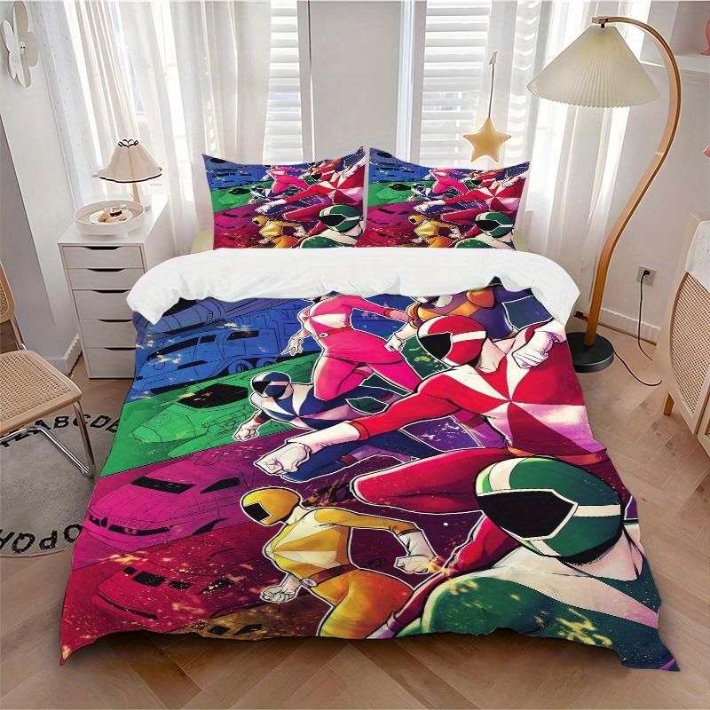 3-teiliges Power Rangers Muster Bettwäsche-Set - Beinhaltet Bettbezug und Kissenbezüge, Geeignet für alle Jahreszeiten, Maschinenwaschbar - Ideales Geschenk für F