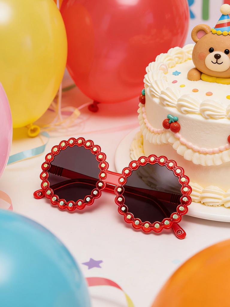 Kids Pearl Scallop Round Sunglasses Colorful Transparent Frame UV Protection Cute Shades For Girls Party KJ183