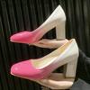 Women High Heels Chunky Shoes Sexy Ankle Dress Shoes 2024 Winter New Designer Brand Shoes Square Toe Party Pumps Femme Zapatos