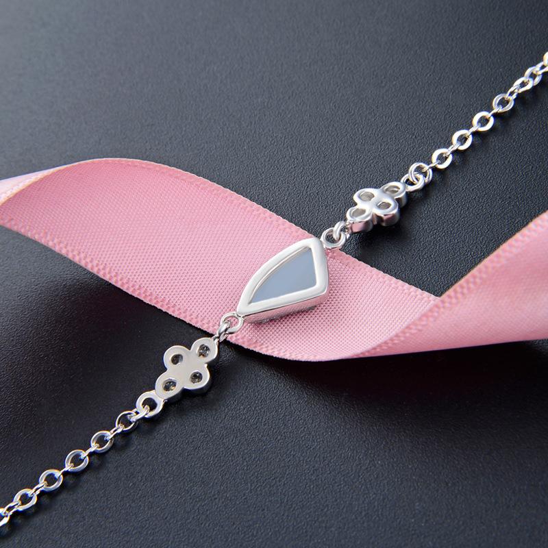 Lindon Women Zircon 925 Sterling Silver Jewelry Geometric Bead Chain Link Bracelet Fashion Fine Wedding Gift for Girlfriend