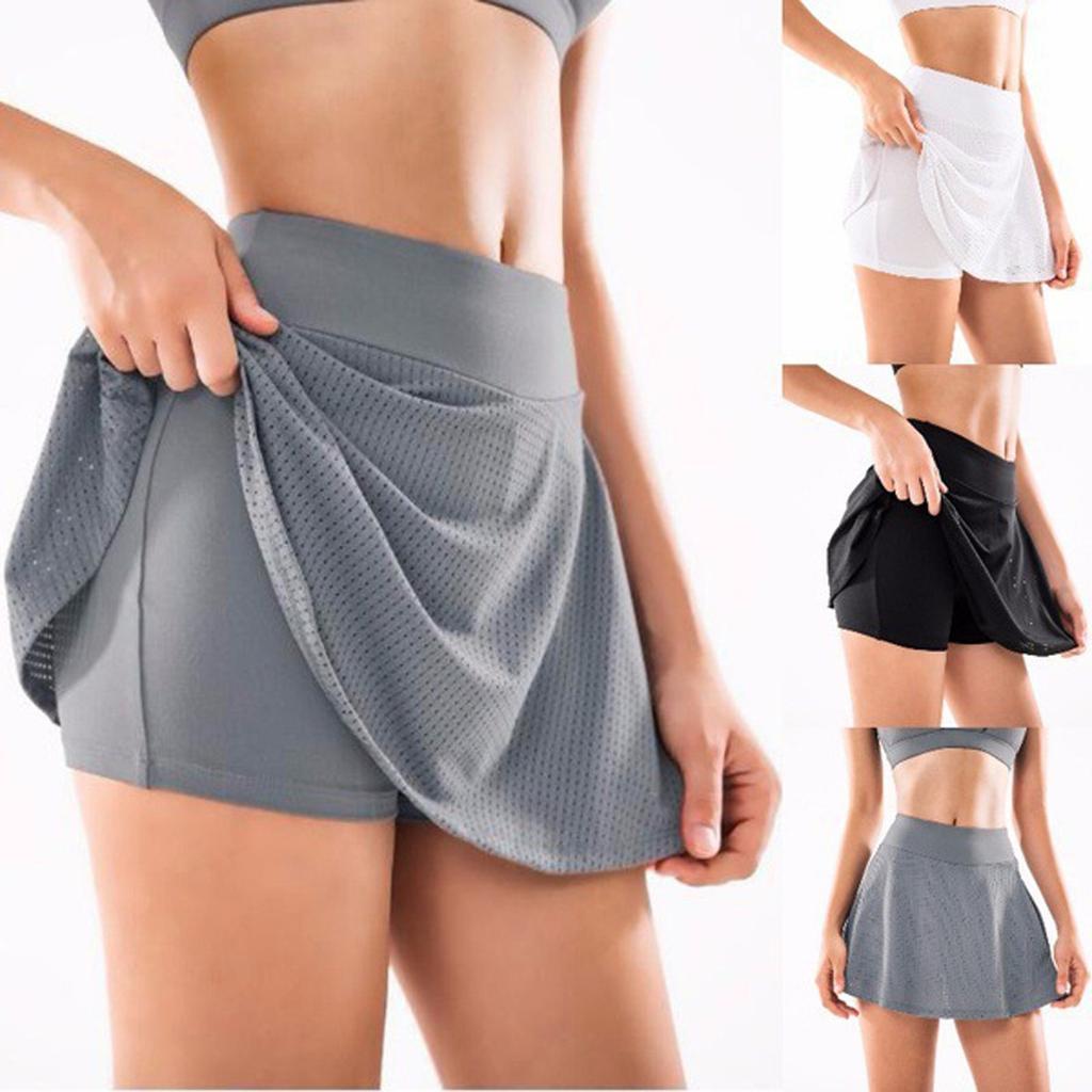 Women Pleated Athletic Skort with Built-in Shorts Lightweight Breathable Stretchy Tennis Running Golf Skirt for Fitness Training