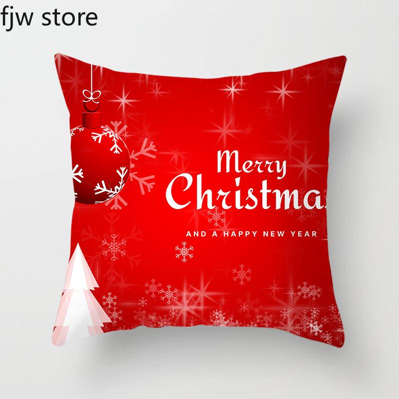 Merry Christmas and Happy New Year Decorative Pillow Cover Sofa  Ornament Office Chair Cushion  Home Decor