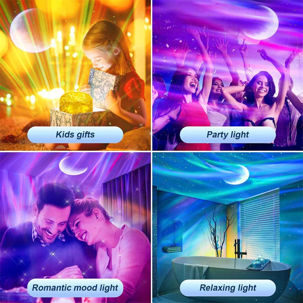 Water Ripple Projector Night Light Crystal Mood Lamp Bedside Home Bedroom Decoration Aesthetic Christmas Gift Sunset Lights