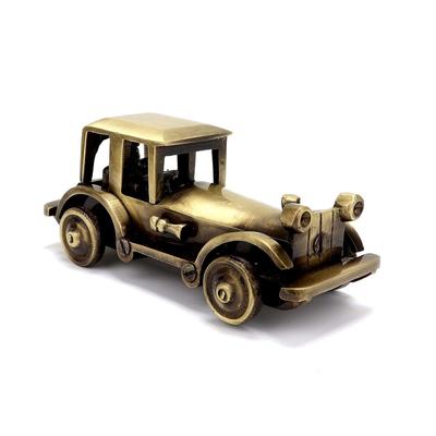 Estátua de estatueta de carro vintage de latão para casa, peças de exposição antigas de latão para casa, padrão, pacote com 1