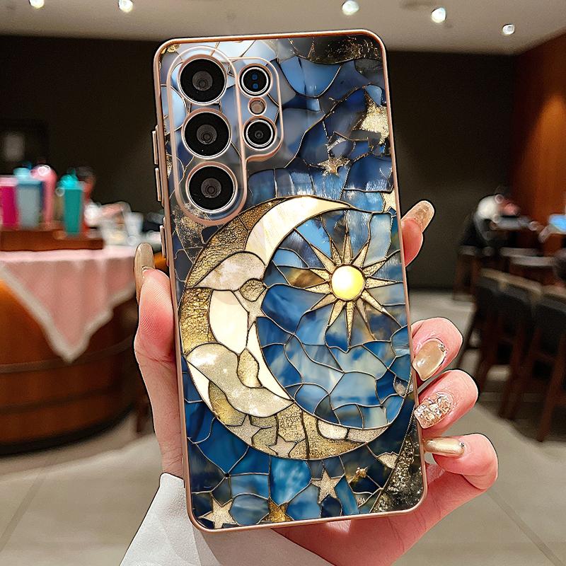 Vintage European Style Case For Samsung Galaxy S26 Ultra S25 Edge S24 Plus S23 FE S22 A17 A54 A55 A56 A57 5G Magnetic For Magsafe Matte Cover Moon Sun