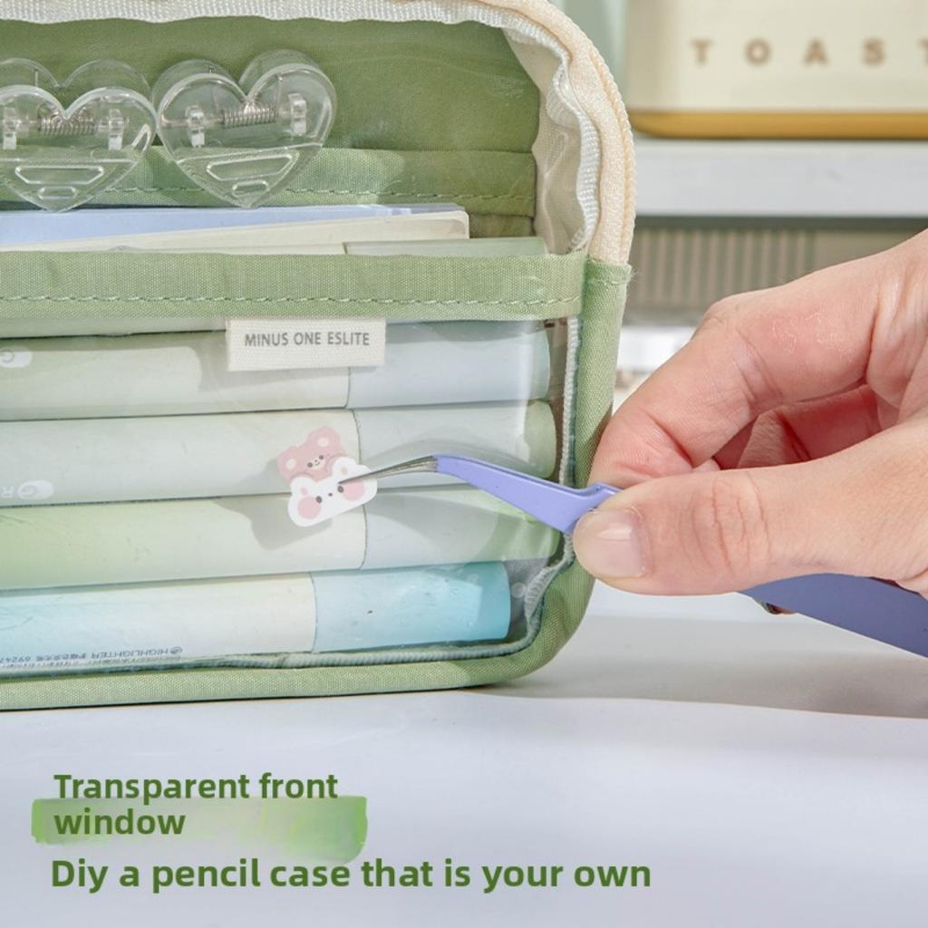 Trousse à crayons transparente de grande capacité pour filles, élèves de l'école élémentaire, sac à fournitures simple pour élèves du primaire et du secondaire