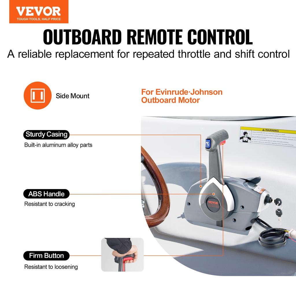 VEVOR Boat Throttle Control, 5006180 Side-Mounted Outboard Remote Control Box for Evinrude Johnson