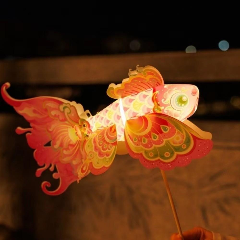 DIY Material Package New Year Koi Fish Lantern Luminous Hand-held Lantern  Mid-Autumn Festival