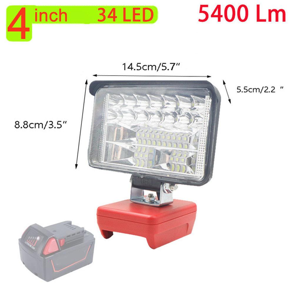 Wireless LED Work Light 4inch 34LED 5400LM  for Milwaukee Cordless M18 18V Battery