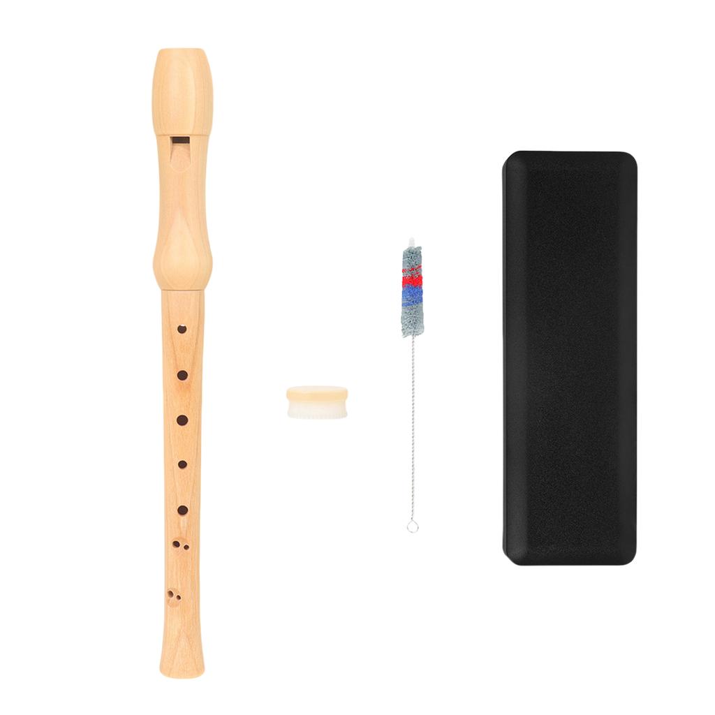 German British Fingering Treble Flute Soprano Recorder Instrument 8 Holes Clarinet with Cleaning Rod & Carry Case