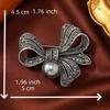 Rhinestone Black Flower Bow Tie Brooches for Women Vintage Elegant Large Brooch Pin Winter Coat Sweater Broches High Quality