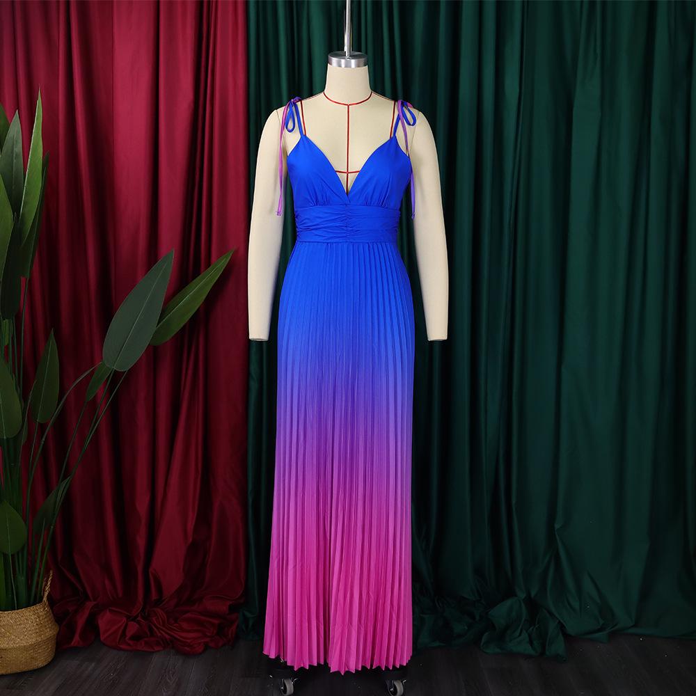 2025 Summer Gradient Strappy Backless Long Dress