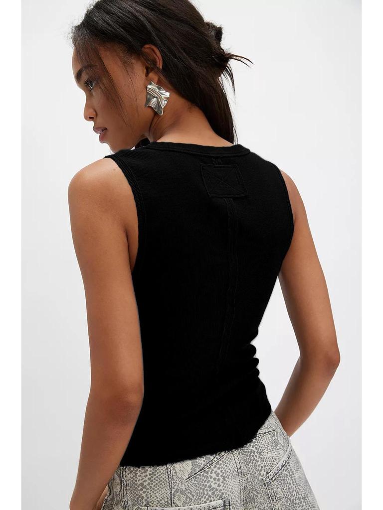 2026 Damen Sommer Ärmelloses V-Ausschnitt Einfarbiges Slim Fit Top