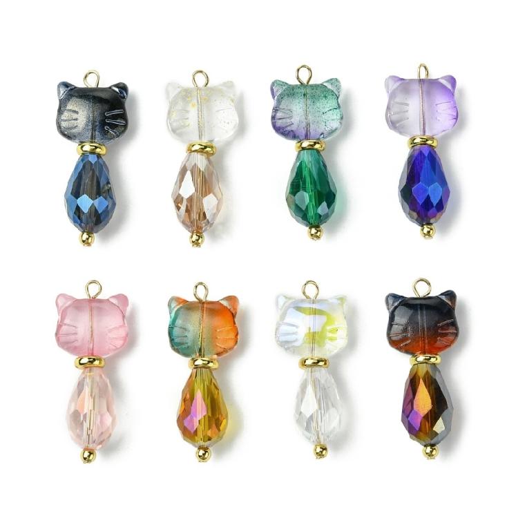 5 Pezzi/8 Pezzi Ciondoli Gatti in Vetro per Creazioni di Gioielli Uniche Accessori per la Realizzazione di Portachiavi Fascino di Colore Misto a Forma di Animale