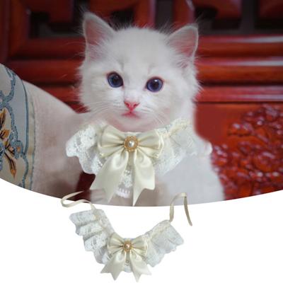 Cat Neckerchief Lace Patchwork Elegant Pet Cat Dog Necklace Bow Bib