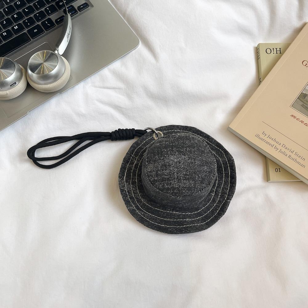 

Funny Round Mini Bucket Hat Coin Purse Lanyard Cute Hat Shape Keychain Coin Bag Korean Style Bag Pendant Girl