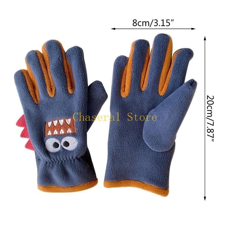 E7Ce Playful Cartoon Fleece Gloves For Kids Baby Girls Boys Handwear With Cartoon Pattern Keep Little Hands Warm  Fun 1 Pair
