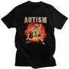 Autism Skeleton Rock Guitar Meme T Shirt for Men Pure Cotton Tshirt Sumer Style Short Sleeve Tee Shirt Slim Fit