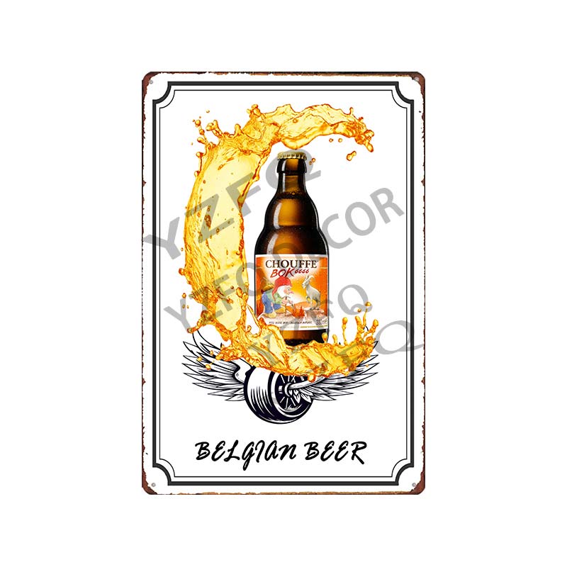 Hoegaarden Orval Chouffe Birra Vintage Segni Metallici Lattina Targhe Per Muro Bar Decorazioni Casa Pub Cucina Caffè Poster 30X20CM DU-8619B