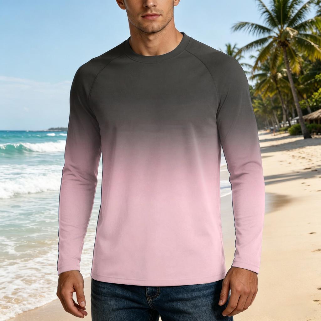 Men's Long Sleeve Outdoor Shirt UPF50 Plus Sun Protection Breathable Loose Fit Summer Casual Lightweight Quick Drying T-Shirt