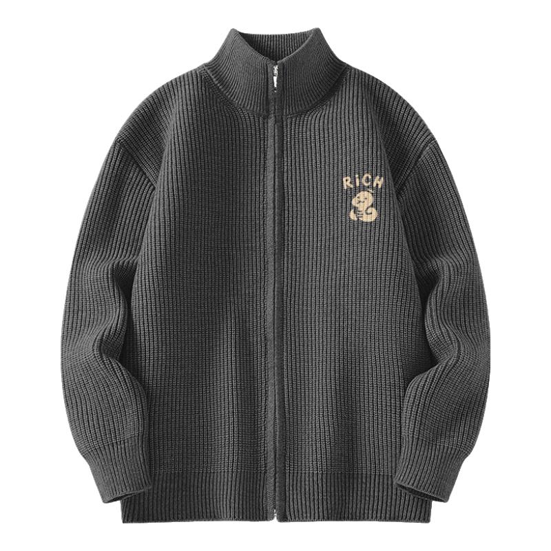 

Мужской зимний кардиган на молнии с воротником-стойкой и флисовой подкладкой 3XL