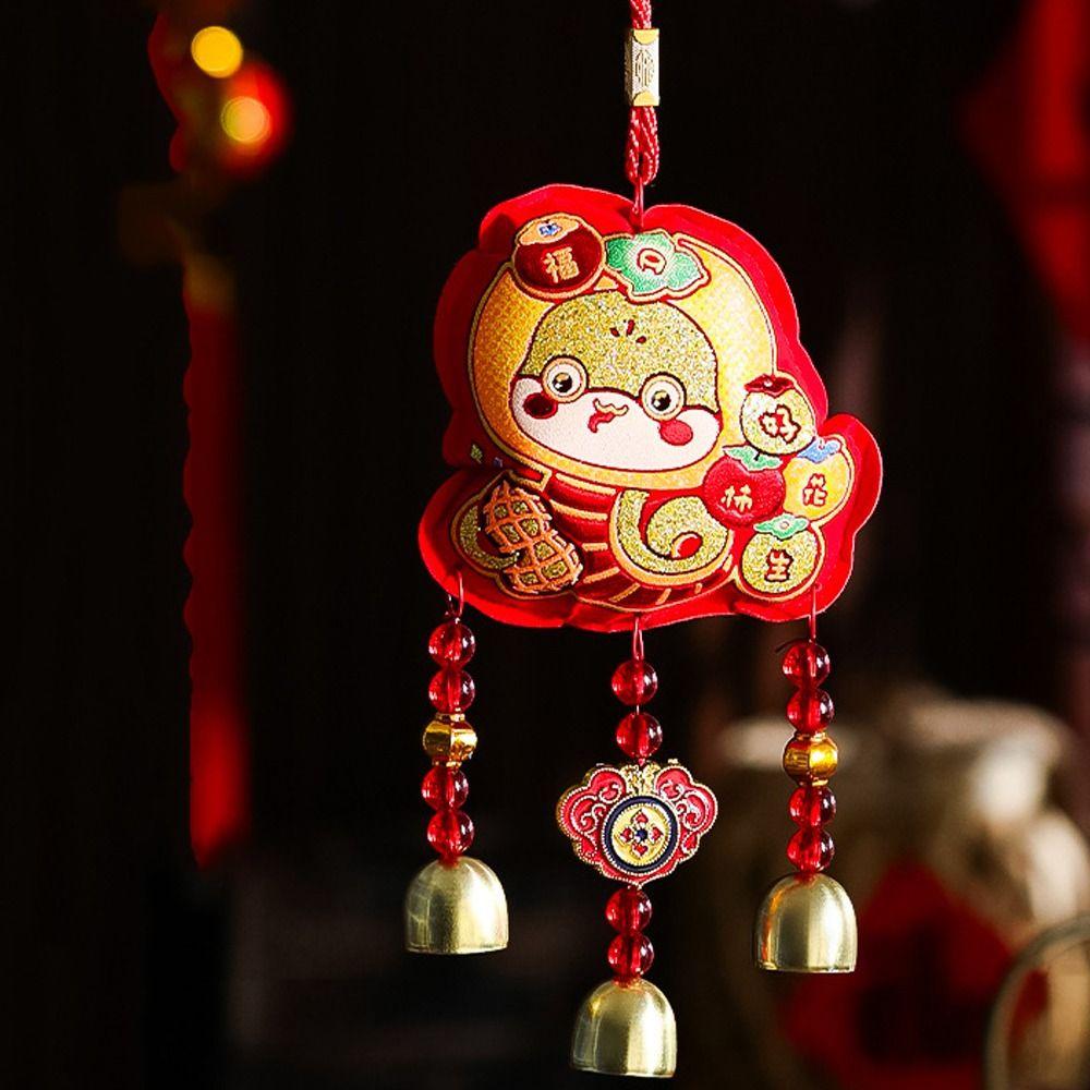 Traditional Snake Embroidery Pendant Handmade New Year Ornament  Car Living Room