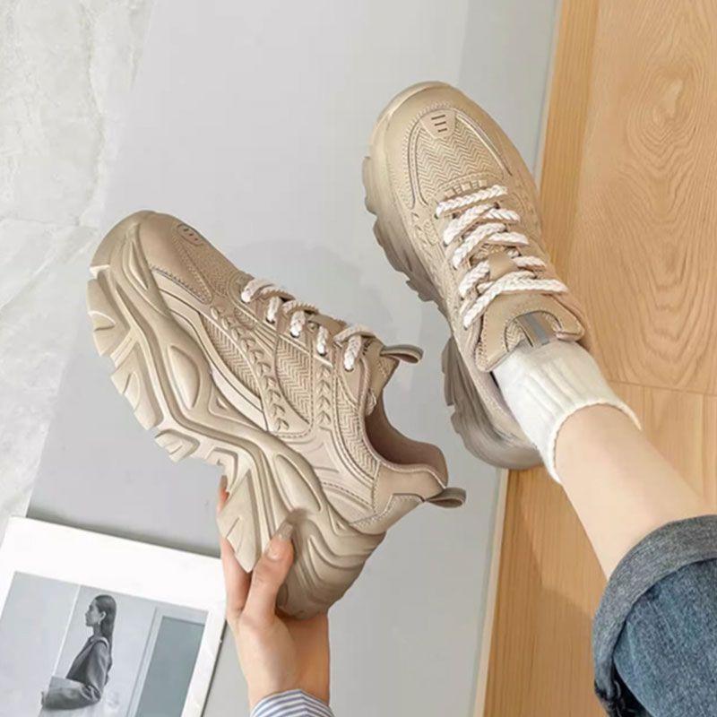 Dad shoes women's sneakers increase in height, new little white platform women's shoes casual shoes trendy one 2025