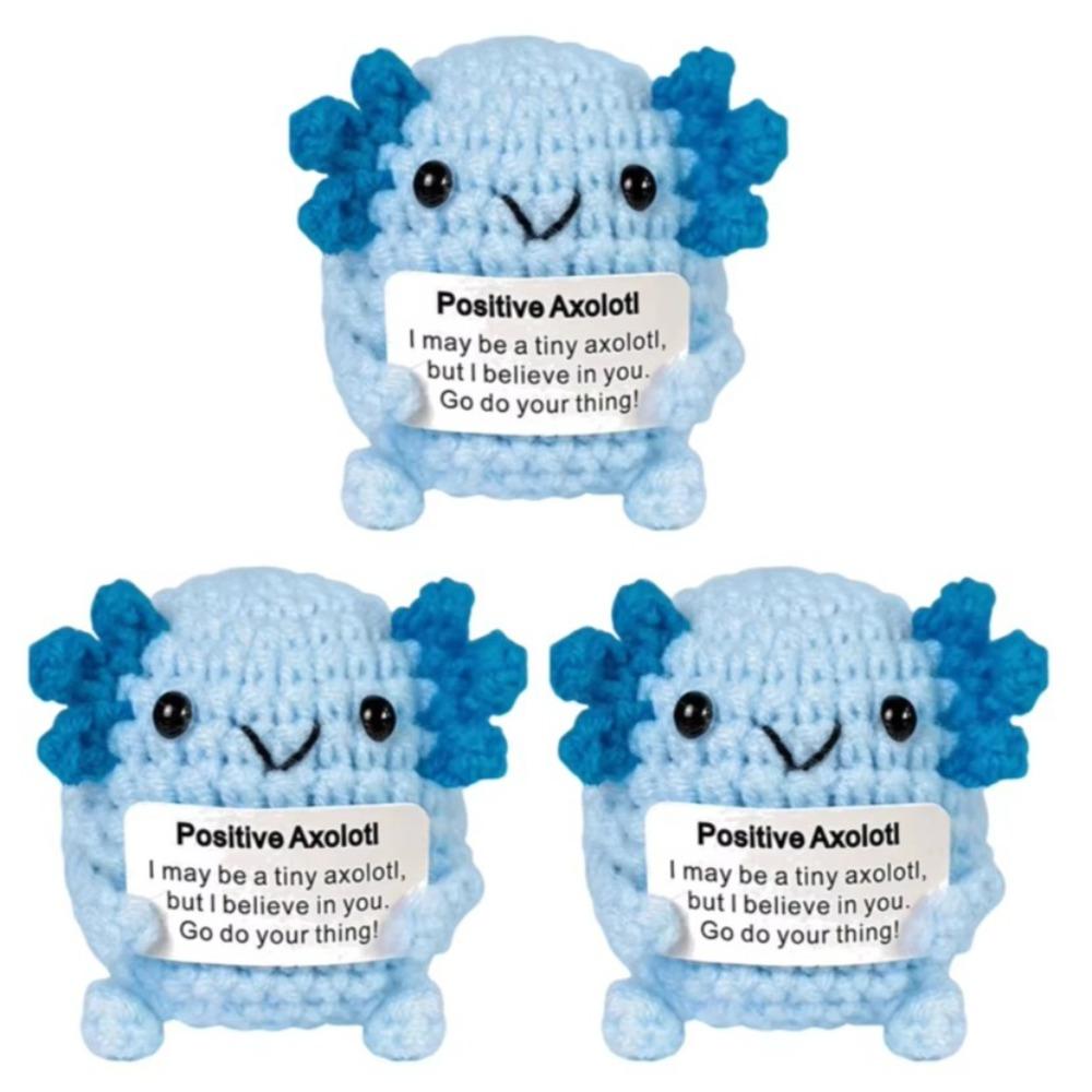 Yarn Positive Crochet Axolotl Handmade Doll Uplifting Knitting Toy  for Girls Teens Friends