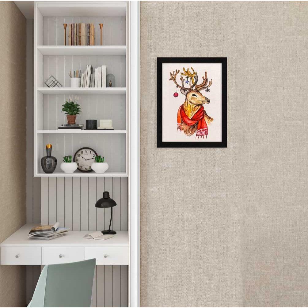 Nástěnná malba s abstraktním rámem pro vánoční jeleny, vícebarevná, abstraktní, 10 x 13 palců, sada 1 ks