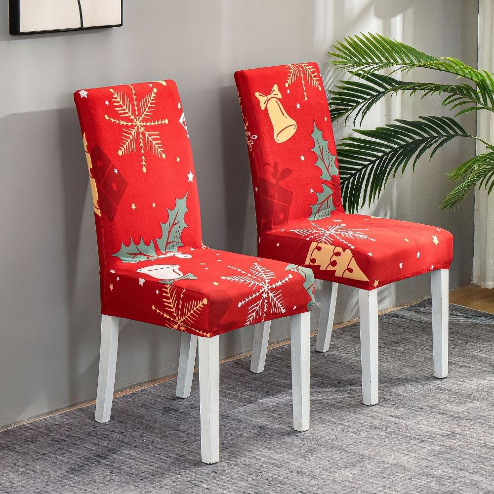 Weihnachten Elastische Stuhlhussen Dehnbar Esszimmer Sitzbezüge für Zuhause Hotel Restaurant Universelle Verwendung