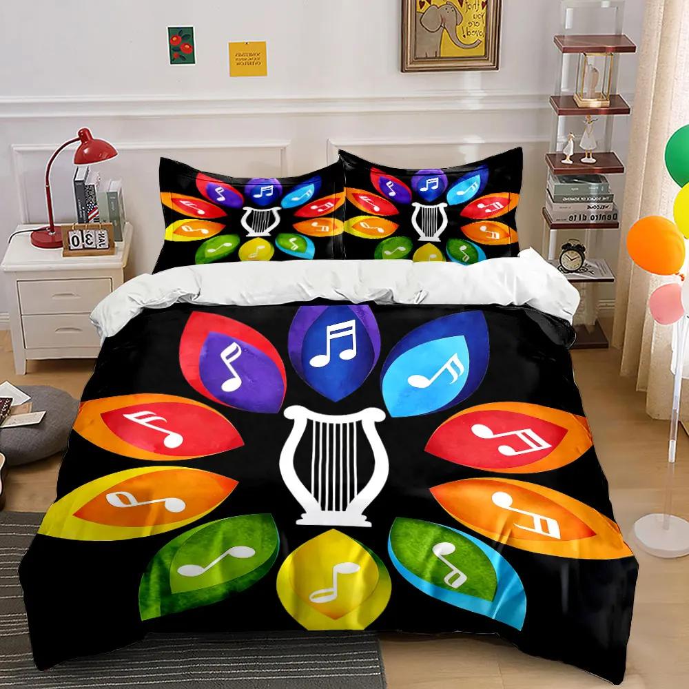 Colorful Musical Decoration Set Soft Comfortable Duvet Cover Bedding Set Included 1*Duvet Cover & 2*Pillowcases gift