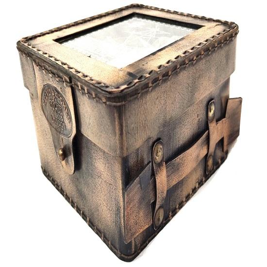 10,16 cm Antiker Nautischer Sextant aus Altem Messing mit Brauner Lederbox Schiffs-Instrumente: Vintage Marine Astrolabium