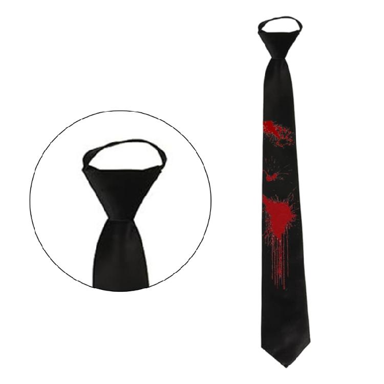 Dark Series Black Neck Tie with Bloodstain Print Perfect for Theme Parties and Fashion Halloween Party Gatherings
