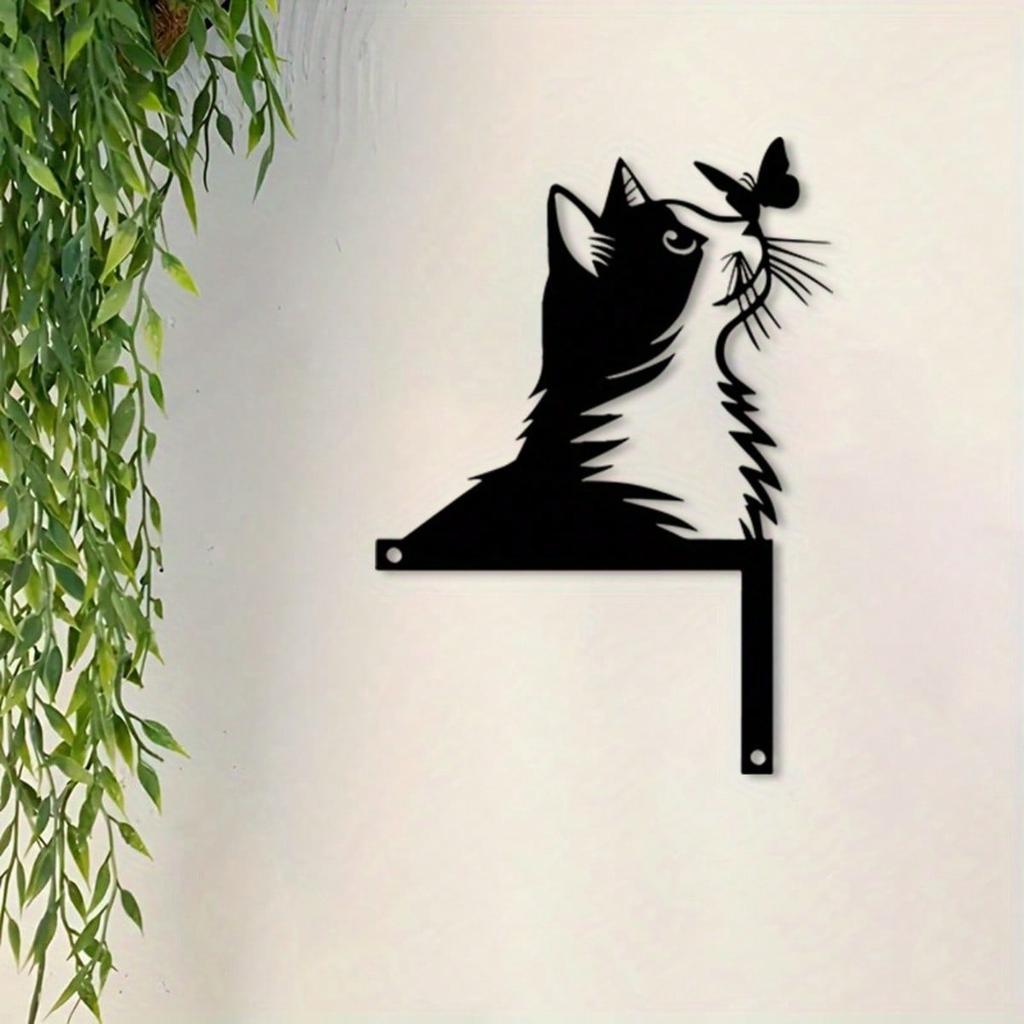 Metal Cat Door Sign Weatherproof Decor Home Outdoor Gift