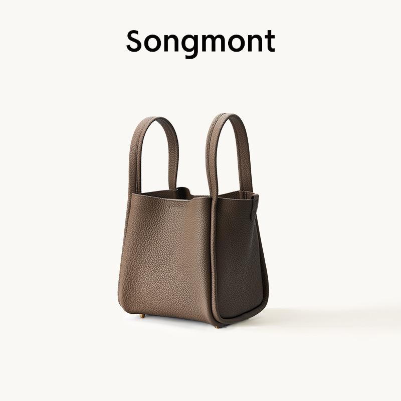 Medium vegetable basket series women s niche design first-layer cowhide large-capacity commuting portable bucket bag
