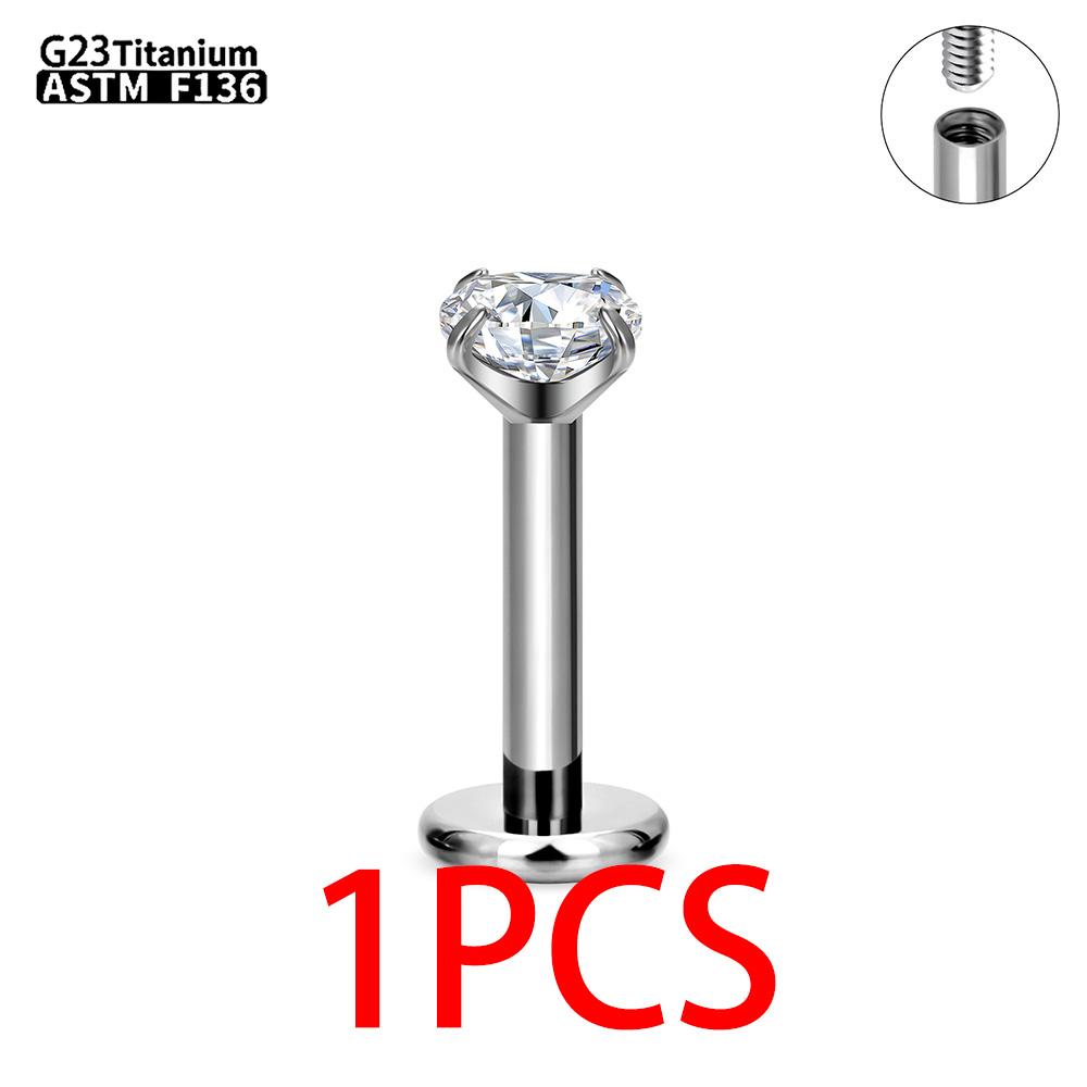

1/5PCS G23 Titanium internal thread Labret Lip Stud Piercing Eyebrow Body Jewelry Nose Ring C rod For Women Septum Piercing 1.2x6x3MM&Labret, Lip Piercing Jewelry&Face