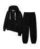 Alvinclo [Set[Double Cotton/Fleece-Lined] Plain Oversized Two-Way Hooded Zip-Up Jogger/Semi-Wide Pants Set-Up