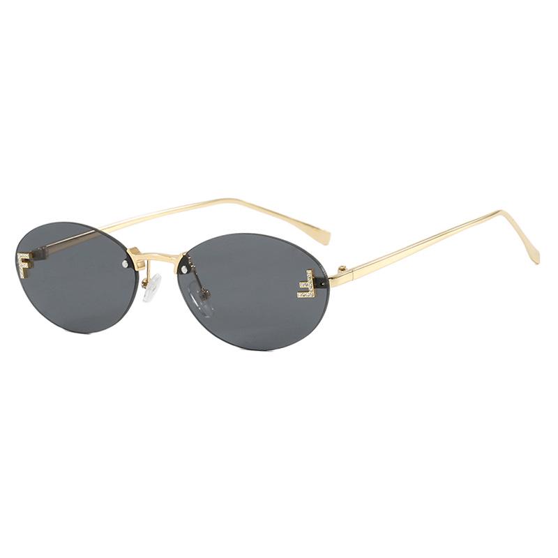 2024 Frameless Oval Retro Sunglasses - Fashionable Metal Frame