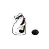 Adorable Kitten Red Wine Bottle & Glass Brooch - Enamel Pin Badge