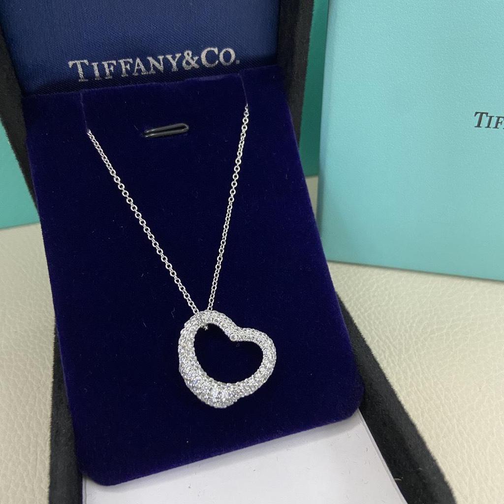 Collar con Colgante de Corazón de Plata de Ley 925 para Mujer Familia T con Diamantes y Esmalte, Cadena Clavicular Azul Clásico, Colgante para Mejor Amiga