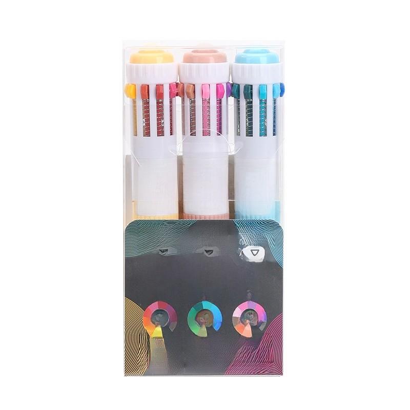 Color Pressbutton Ballpoint Pen With Sketching And Drawing For Students