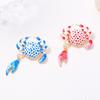 Cute Blue Pink Textured Enamel Crab Brooch for Women Men Fashion Ocean Beach Vacation Accessory Simple Jewelry Gifts